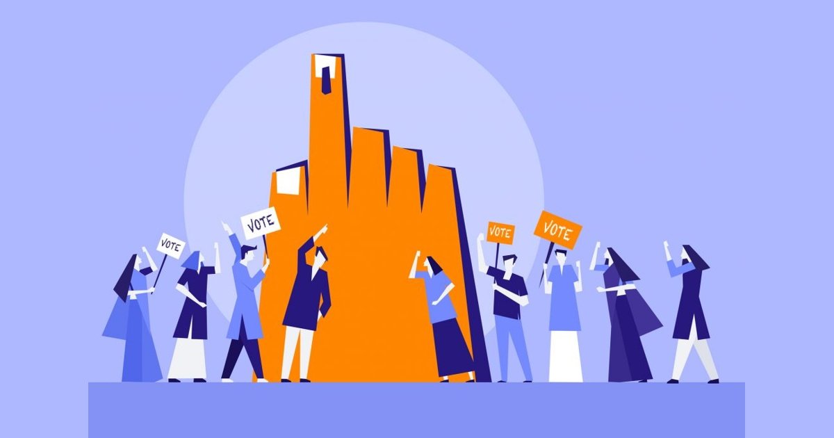 Political leader campaign illustration showing voters and a government building representing the role of a Political PR Agency in 2026